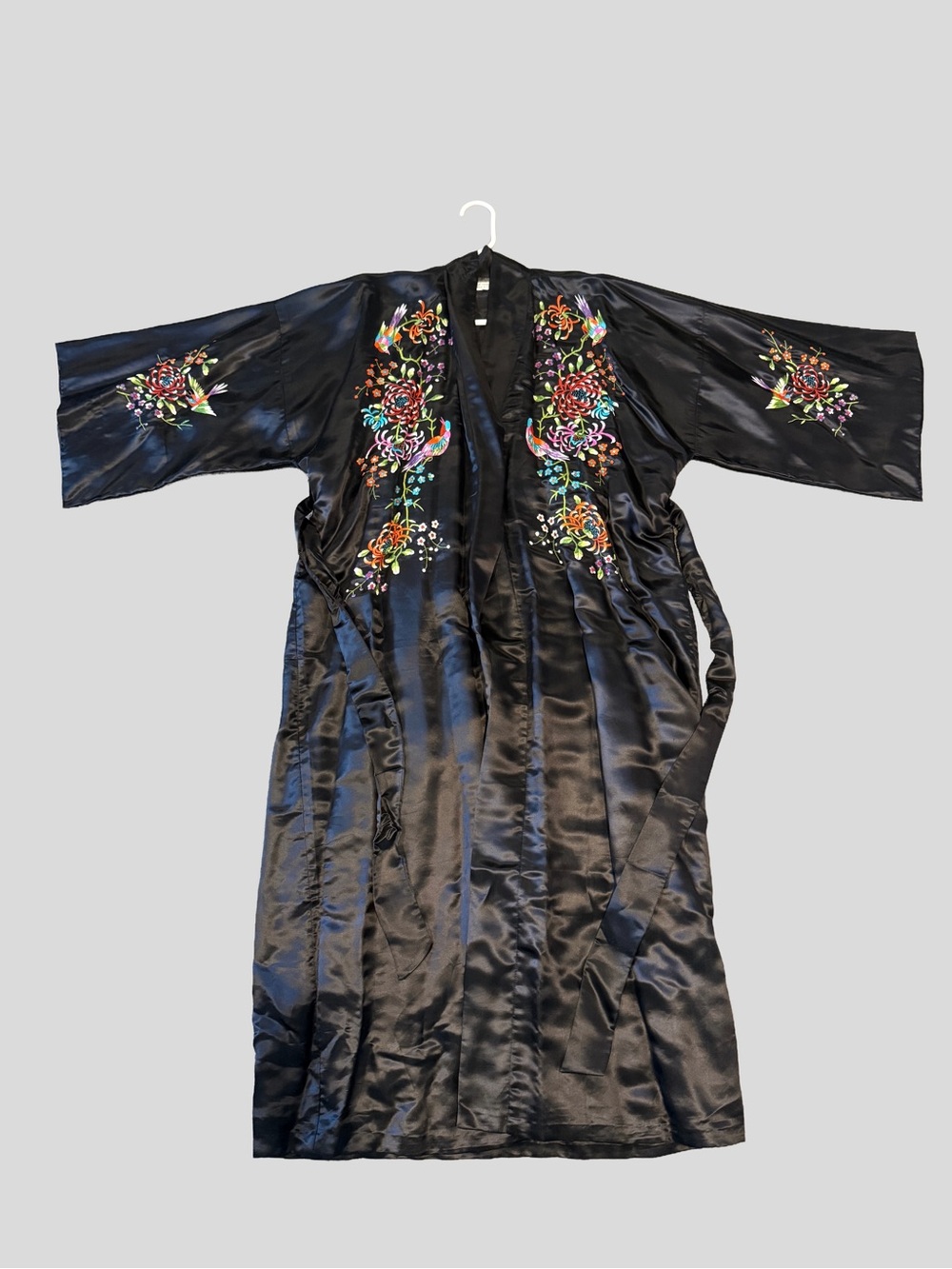 Black hand Embroidered Kimono Robe